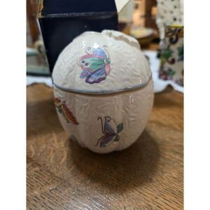 VTG Elizabeth Arden Melon Ceramic Milk Bath Blue Grass Made in Japan w Box